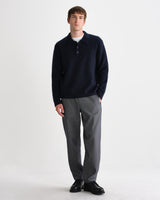 Ashford – Fluffy-Woll-Poloshirt Marineblau
