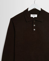 Lawrie - Dark Brown Long-Sleeve Knitted Polo