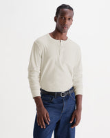 Caleb - Ecru Brushed Organic Cotton Henley Long-Sleeve T-Shirt