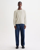 Caleb - Ecru Brushed Organic Cotton Henley Long-Sleeve T-Shirt
