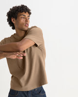 Dean - Dark Sand Textured Organic Cotton T-Shirt