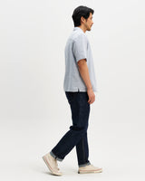 Didcot - Blue Double-Weave Seersucker Short-Sleeve Shirt