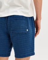 Kurt - Indigo Dobby Textured Organic Cotton Shorts