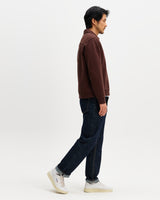 Reeve - Washed Brown Loopback Organic Cotton Collared Sweatshirt