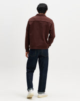 Reeve - Washed Brown Loopback Organic Cotton Collared Sweatshirt