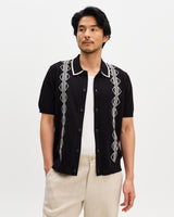 Tellaro - Black And Ecru Retro Embroidered Shirt