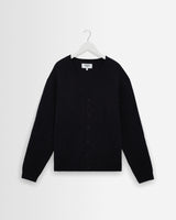 wax london men's Alban - Navy And Black Floral Jacquard Cardigan