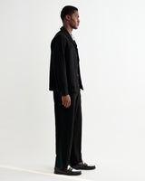 wax london men's Aldred - Black Linen-Cotton Revere Overshirt
