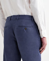 wax london men's Alp - Mid Blue Linen Trousers