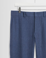 wax london men's Alp - Mid Blue Linen Trousers