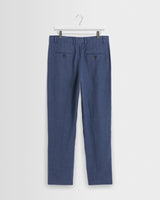 wax london men's Alp - Mid Blue Linen Trousers