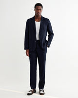 wax london men's Alp - Navy Linen Trousers