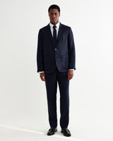 wax london men's Alp - Navy Linen Trousers