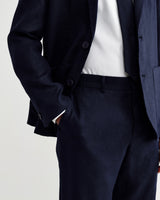 wax london men's Alp - Navy Linen Trousers