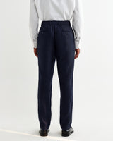 wax london men's Alp - Navy Linen Trousers