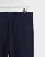 wax london men's Alp - Navy Linen Trousers
