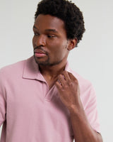 wax london men's Atwood - Dusty Pink Textured Organic Cotton Polo Shirt