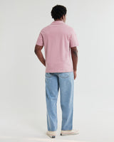 wax london men's Atwood - Dusty Pink Textured Organic Cotton Polo Shirt