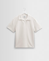wax london men's Atwood - Ecru Textured Organic Cotton Polo Shirt