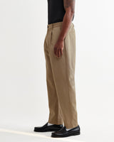 wax london men's Aubyn - Beige Cotton Tencel Twill Loose Fit Trousers