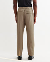 wax london men's Aubyn - Beige Cotton Tencel Twill Loose Fit Trousers