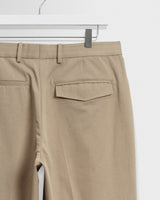 wax london men's Aubyn - Beige Cotton Tencel Twill Loose Fit Trousers