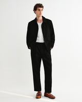 wax london men's Aubyn - Black Cotton Tencel Twill Relaxed Fit Trousers