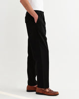 wax london men's Aubyn - Black Cotton Tencel Twill Relaxed Fit Trousers