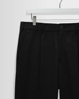 wax london men's Aubyn - Black Cotton Tencel Twill Relaxed Fit Trousers