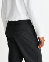 wax london men's Aubyn - Charcoal Wool Blend Twill Pleated Trousers