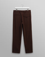wax london men's Aubyn - Dark Brown Wool Blend Twill Pleated Trousers