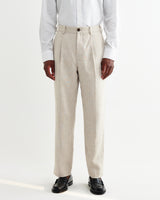 wax london men's Aubyn - Natural Linen Relaxed Fit Trousers