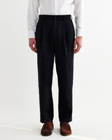 wax london men's Aubyn - Navy Linen Relaxed Fit Trousers