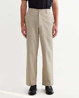 wax london men's Bayham - Natural Linen-Cotton Relaxed Fit Trousers