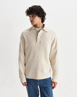 wax london men's Blen - Ecru Organic Cotton Rugby Shirt