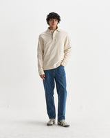 wax london men's Blen - Ecru Organic Cotton Rugby Shirt
