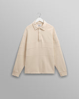 wax london men's Blen - Ecru Organic Cotton Rugby Shirt