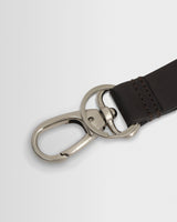 wax london men's Boston - Dark Brown Retro Grain Leather Keyring