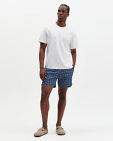 wax london men's Brockwell - Blue Tile Seersucker Swim Short