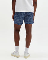 wax london men's Brockwell - Blue Tile Seersucker Swim Short