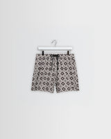 wax london men's Brockwell - Ecru And Black Seersucker Swim Short