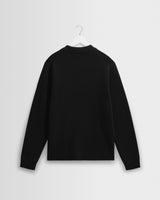 wax london men's Carter - Black Open Collar Milano Knit Polo