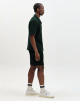 wax london men's Clayland - Bottle Green Textured Waffle Short-Sleeve Shirt