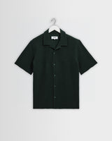 wax london men's Clayland - Bottle Green Textured Waffle Short-Sleeve Shirt