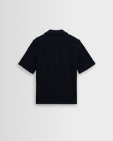 wax london men's Clayland - Navy Textured Waffle Short-Sleeve Shirt