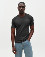 wax london men's Cole - Black Ribbed Cotton Slim-Fit T-Shirt