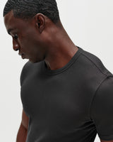 wax london men's Cole - Black Ribbed Cotton Slim-Fit T-Shirt