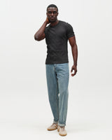 wax london men's Cole - Black Ribbed Cotton Slim-Fit T-Shirt