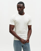 wax london men's Cole - Off White Ribbed Cotton Slim-Fit T-Shirt