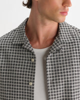 wax london men's Corey - Black And Ecru Mini Check Shirt